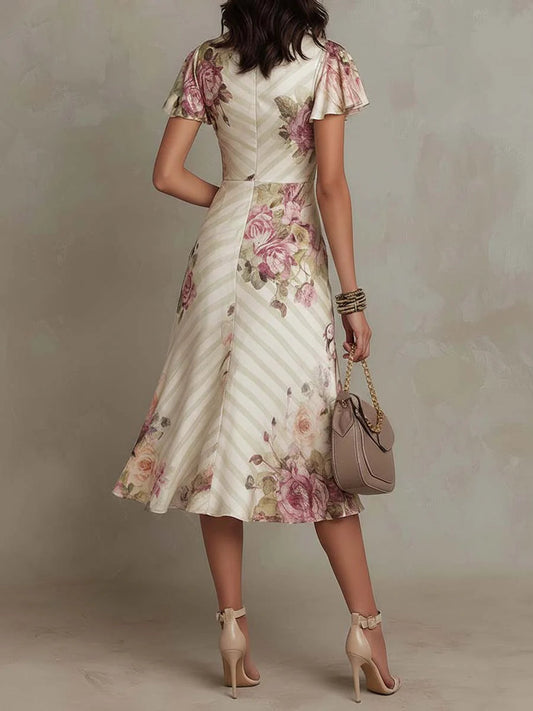 Flavia | Abito Midi in Raso Fantasia Floreale