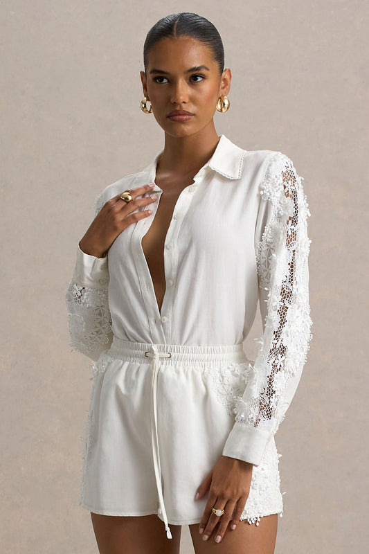 Coconut | Camisa con botones y detalles de encaje