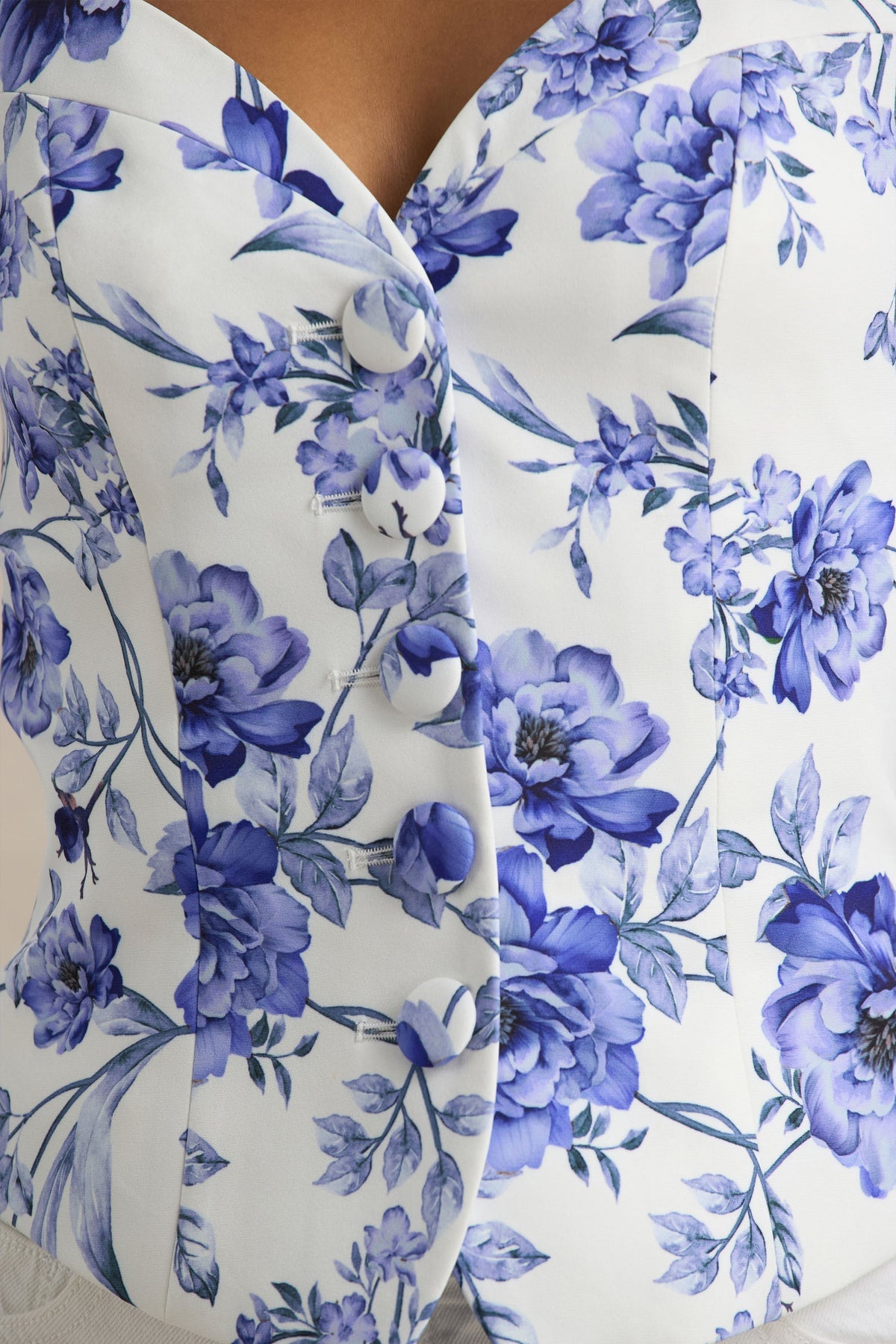 Olympia | Top con escote corazón y mangas largas de estampado floral