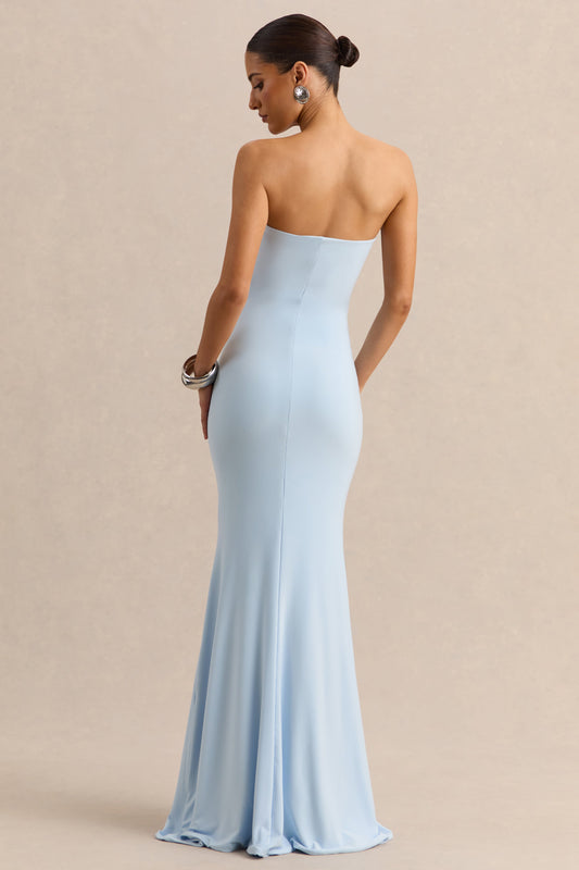 Melva | Vestido Largo Azul Celeste Bandeau