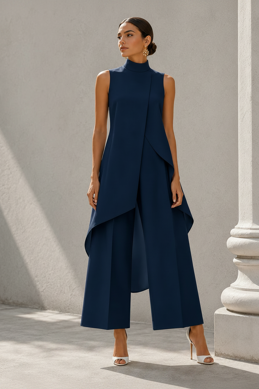 Pilar | Elegantes asymmetrisches Rollkragen-Set für Damen