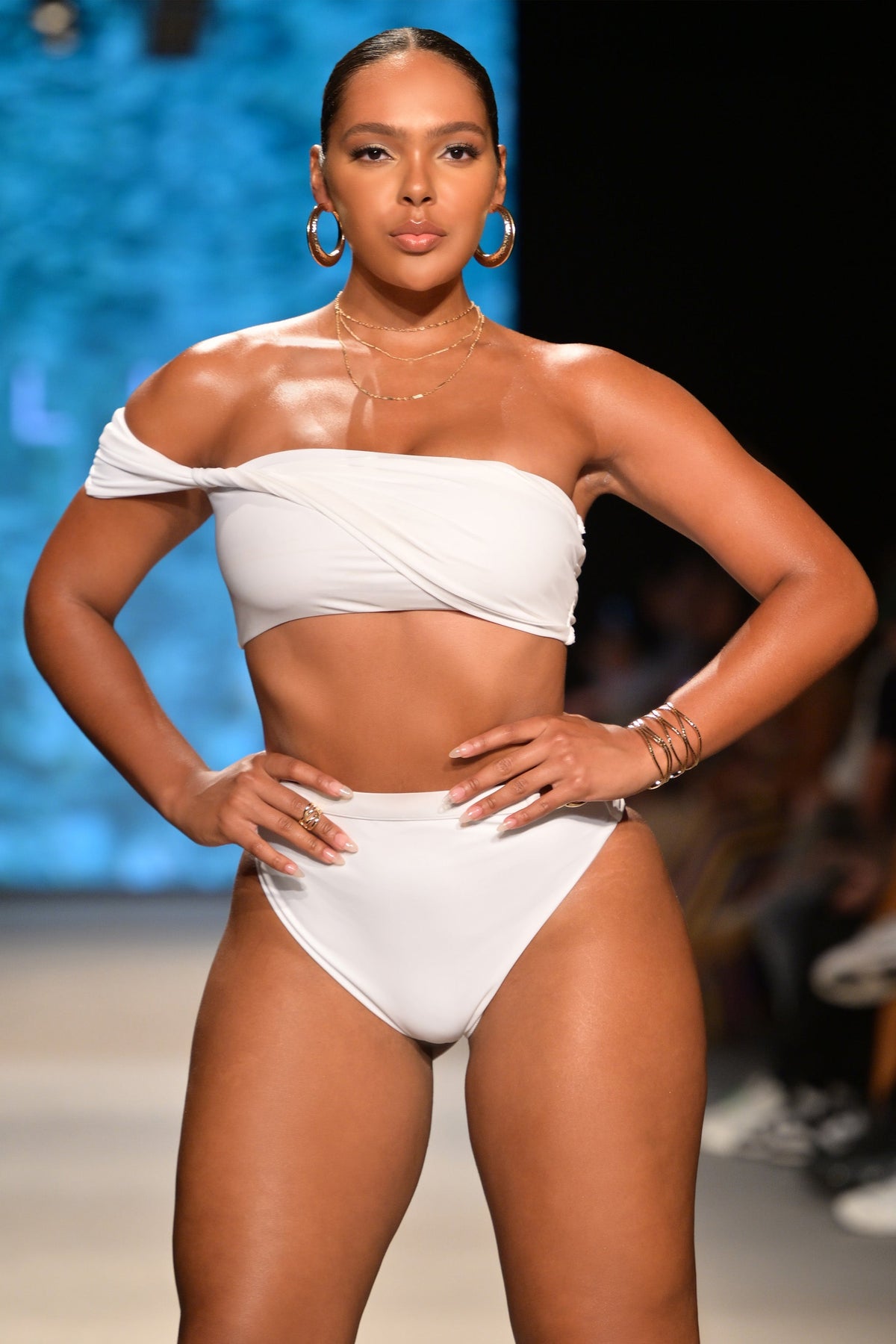 Dusk | Top de bikini palabra de honor drapeado blanco