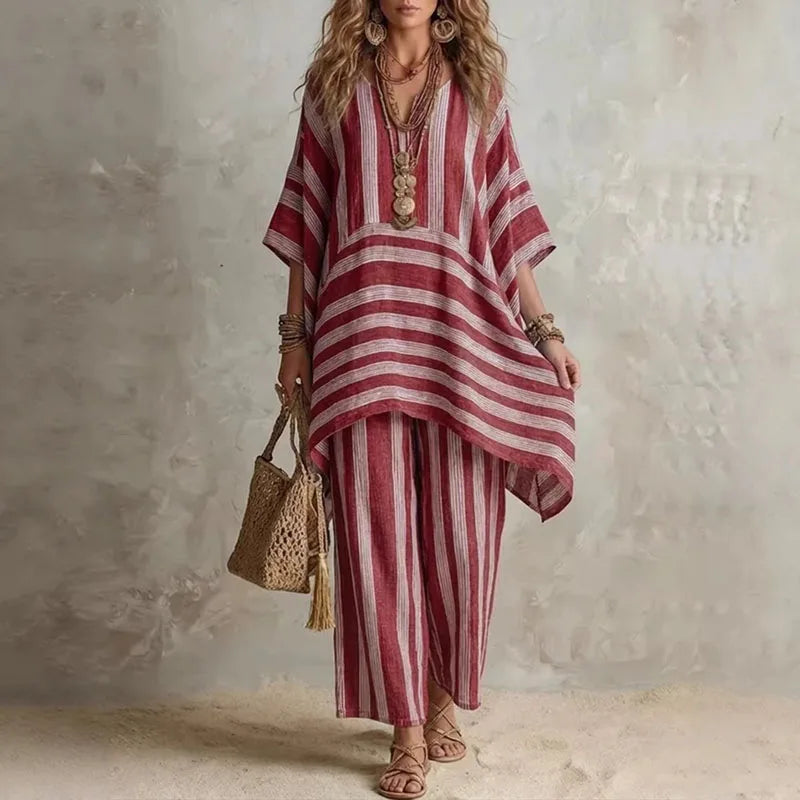 Giulia | Conjunto Bohemio de 2 Piezas con Estampado de Rayas