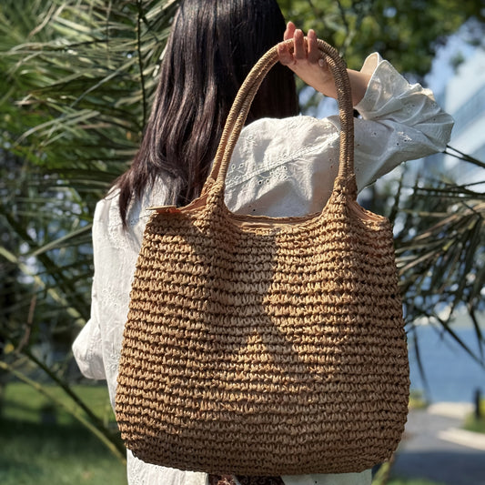 Melissa | Geflochtene Strohtasche – Hellbraun