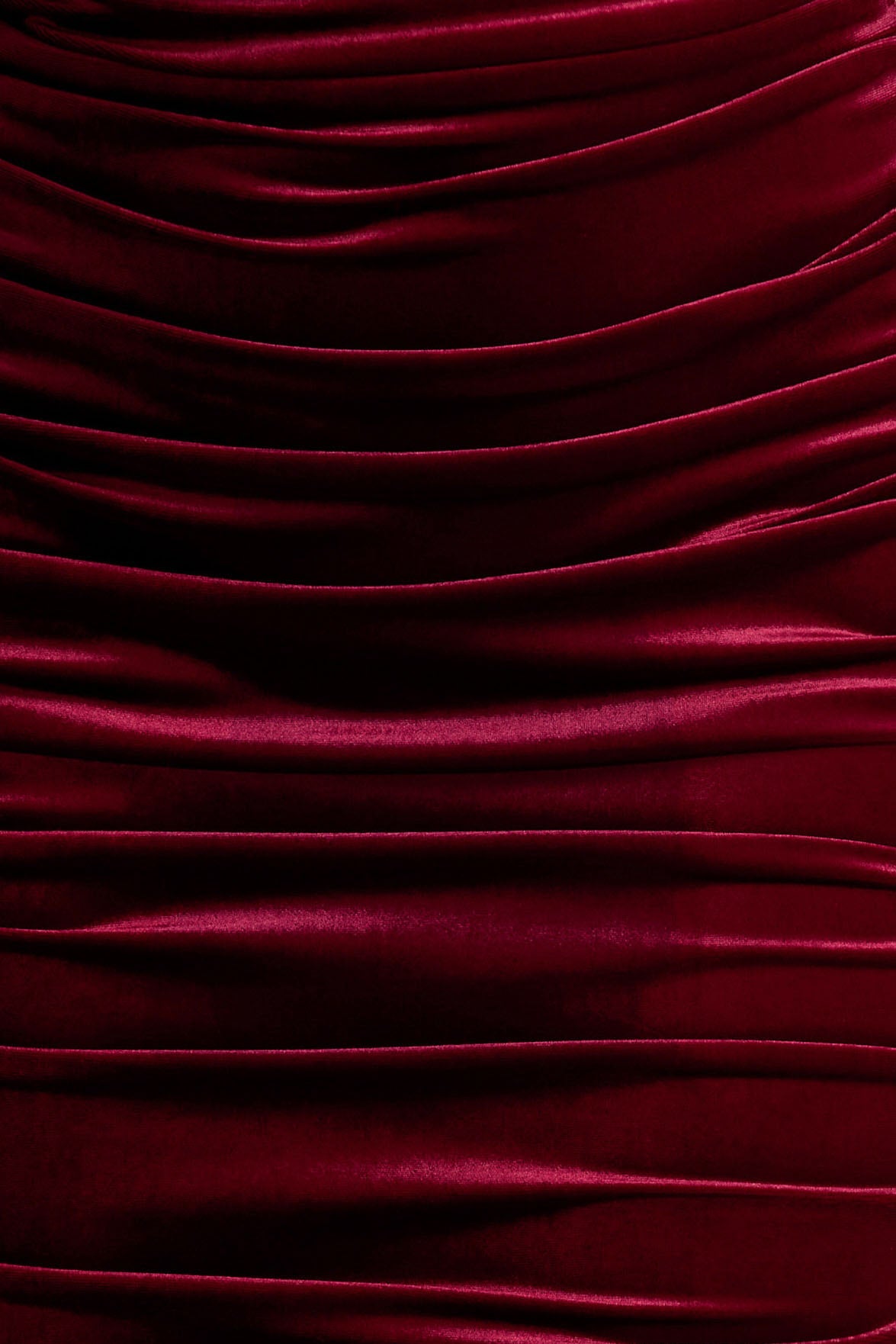 Apolline | Vestido largo de terciopelo burdeos fruncido y escote bardot