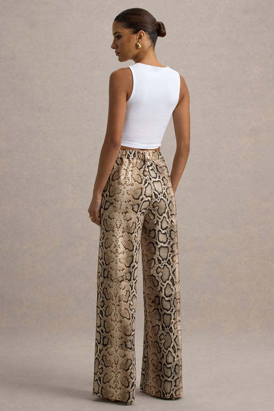 Shaniya | Pantalones de Pierna Ancha con Estampado de Serpiente