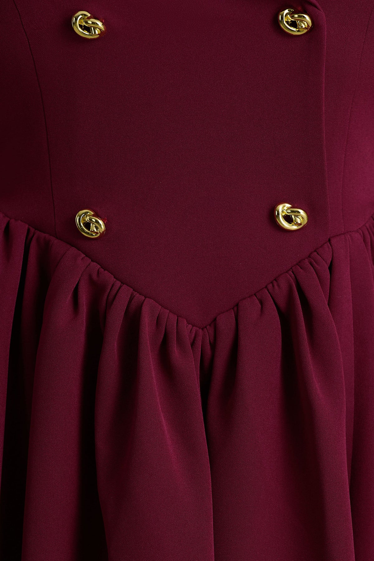 Lisa | Vestido Midi Sastre Color Burdeos con Escote Pronunciado