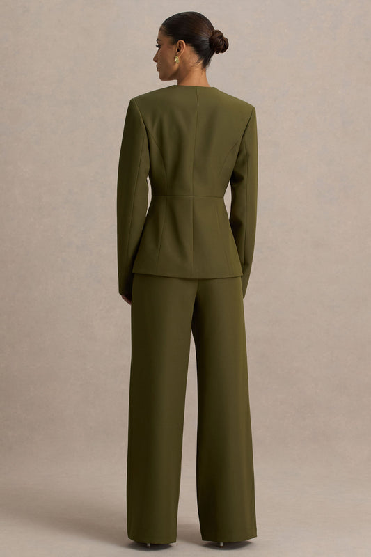 Silvia | Pantalones Verde Oliva de Corte Recto
