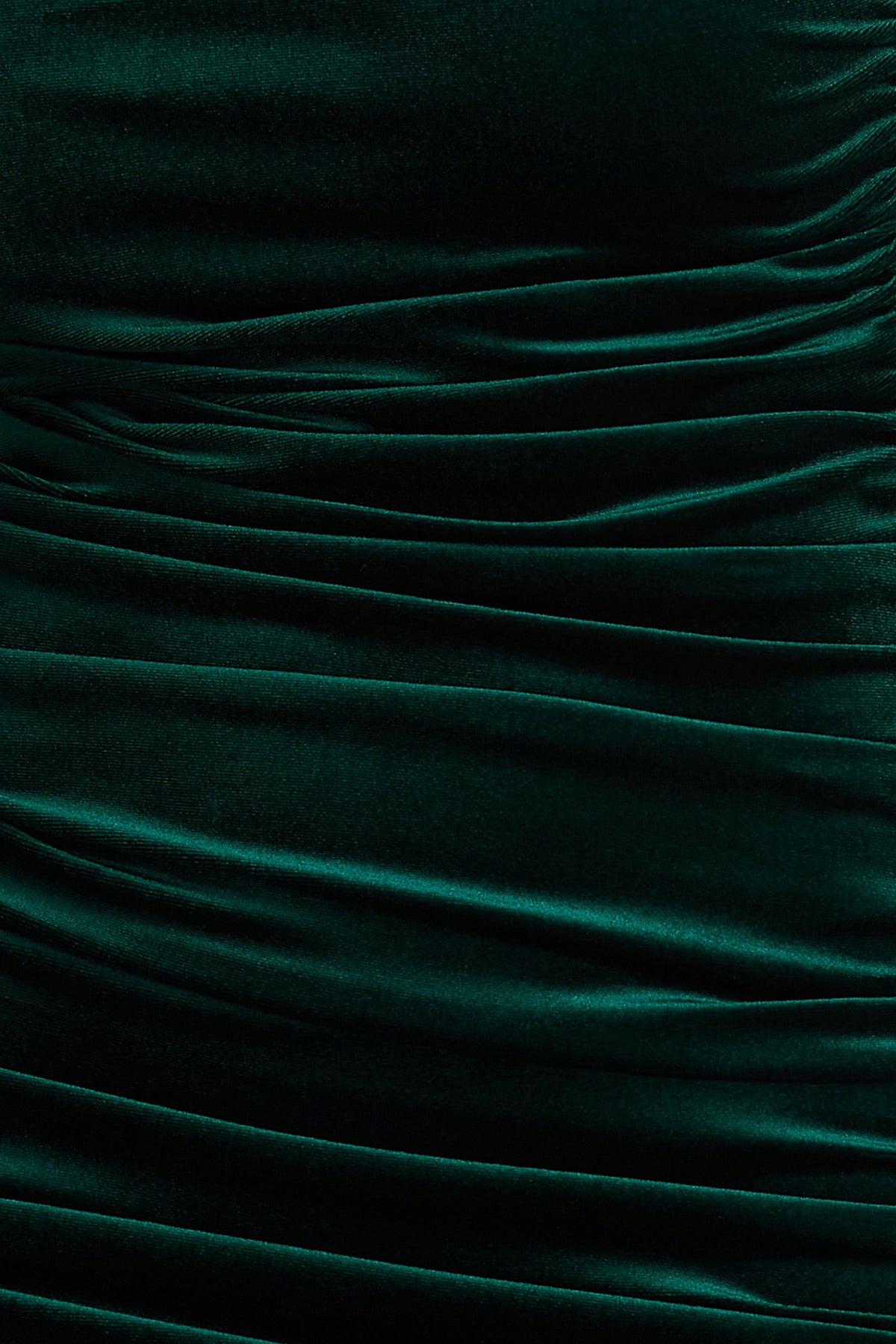 Treat | Vestido Largo Verde Botella de Terciopelo con Escote Asimétrico y Detalle Fruncido