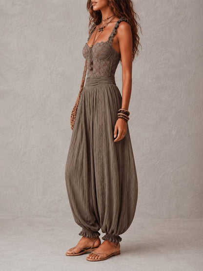 Valentina | Mono Bandeau de Encaje con Pantalón Harem Plisado