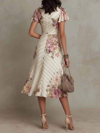 Flavia | Abito Midi in Raso Fantasia Floreale