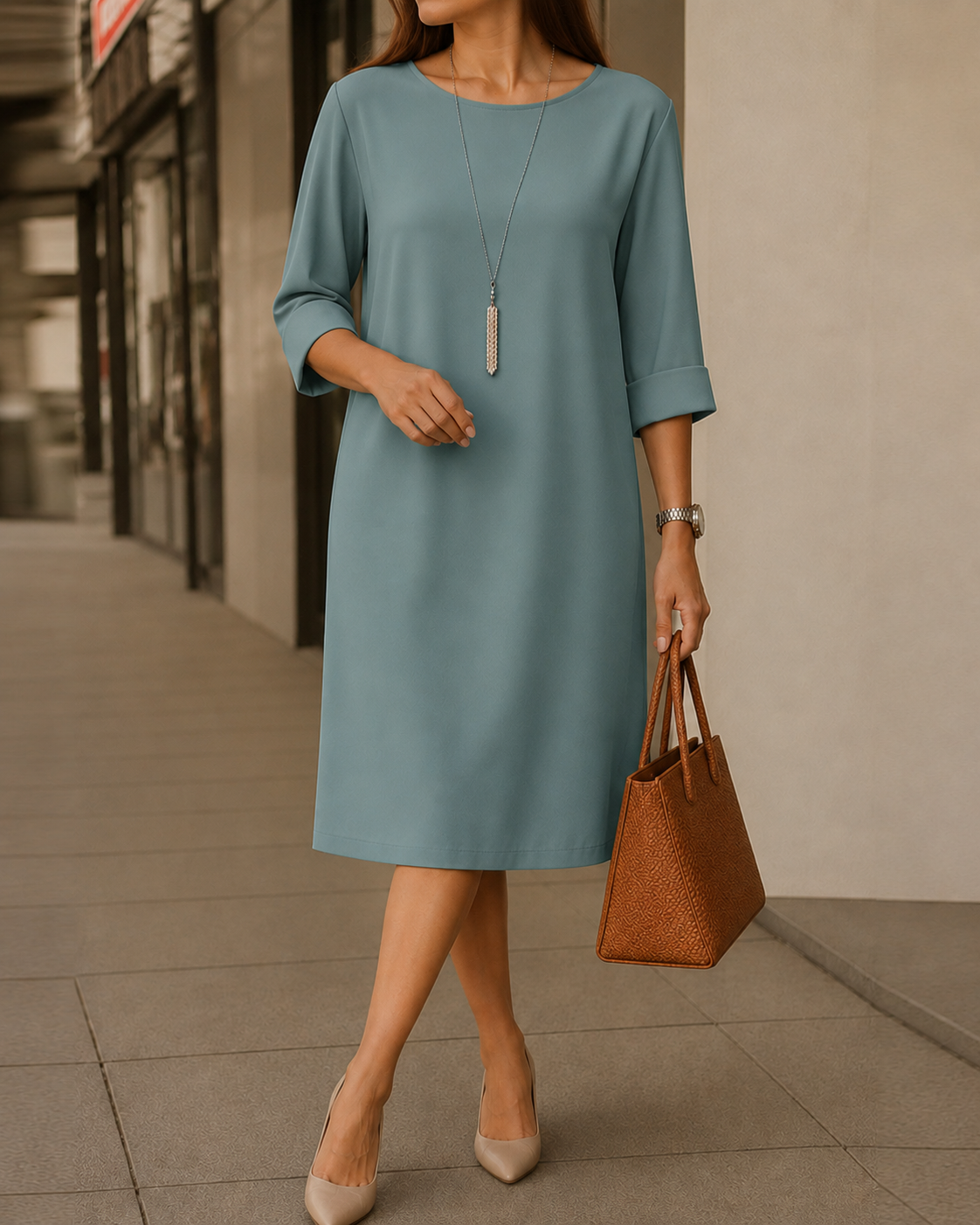 Marieke™ | Vestido Midi Casual que Disimula el Abdomen con Bolsillos