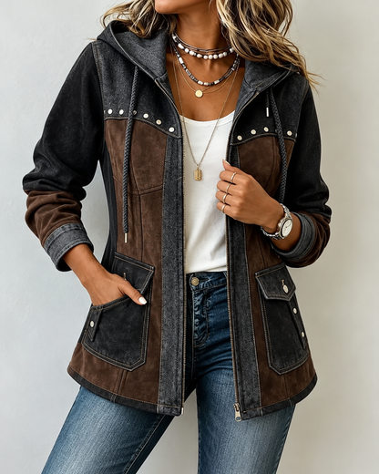Demi™ | Bequeme Patchwork-Jacke mit Kapuze