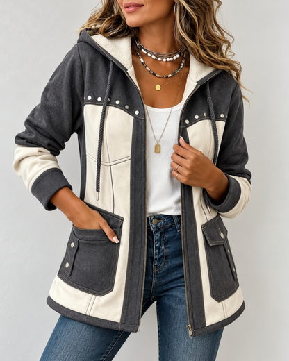 Demi™ | Bequeme Patchwork-Jacke mit Kapuze