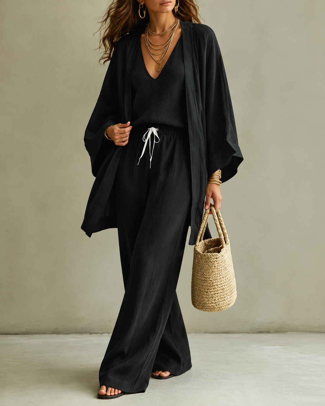 Amber™ | Entspanntes dreiteiliges Set mit blickdichter Hose