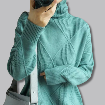 Astrid™ | Weicher Rollkragenpullover mit Rautenmuster
