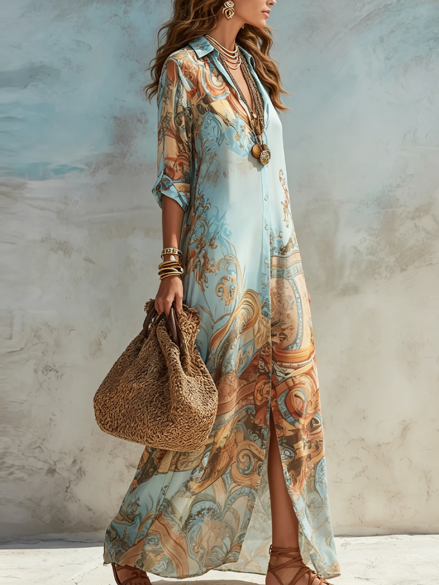 Melissa | Abito lungo floreale blu