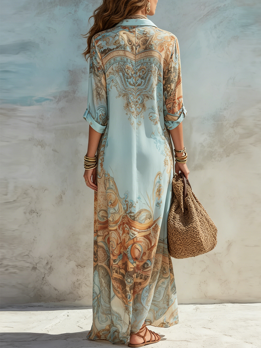 Melissa | Abito lungo floreale blu