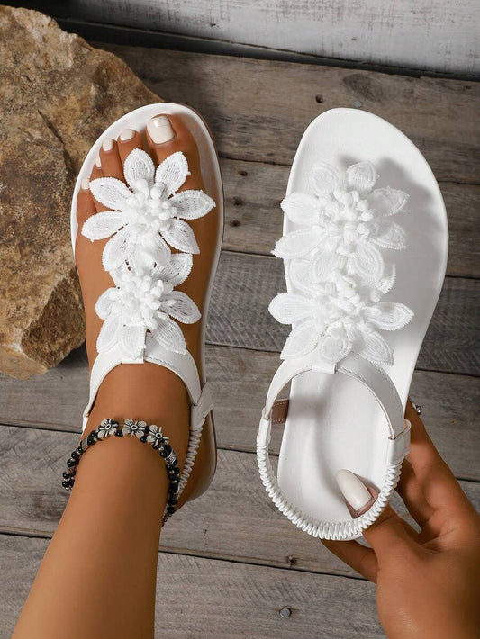 Florea | Orthopädische Sandalen mit aufgenähten Blüten