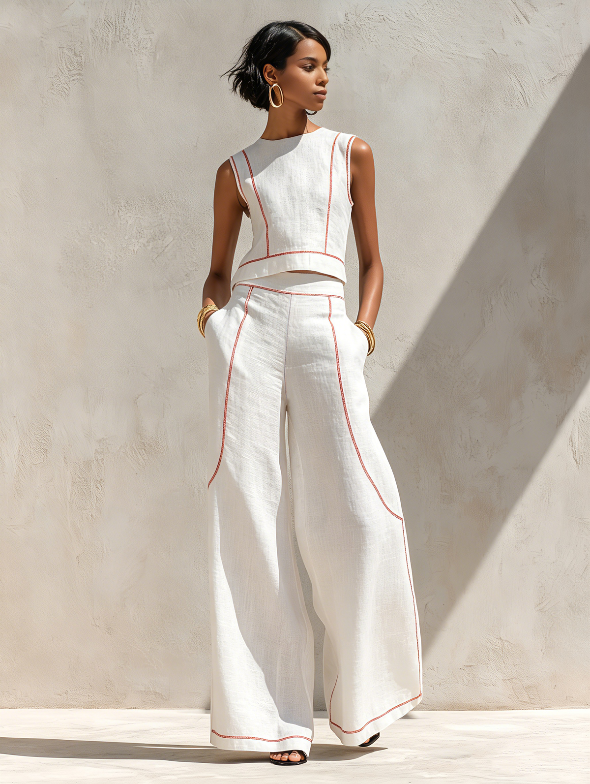 Alice | Conjunto de Pantalón Elegante con Costuras a Contraste