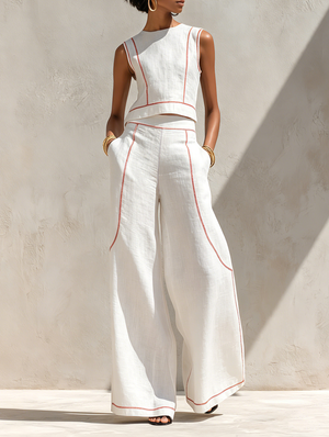 Alice | Conjunto de Pantalón Elegante con Costuras a Contraste
