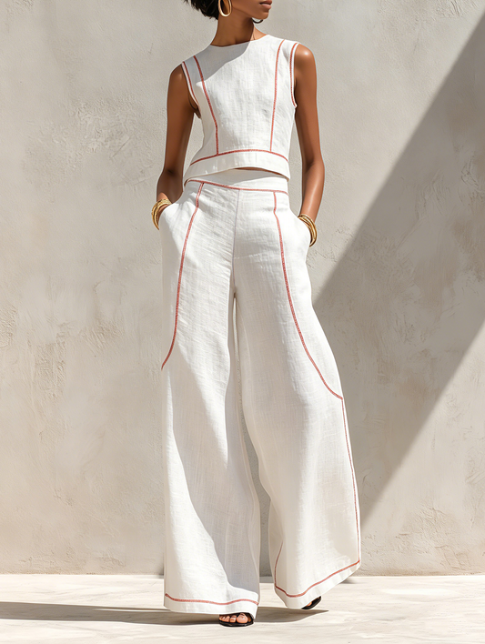 Alice | Completo con Pantaloni Elegante e Cuciture a Contrasto