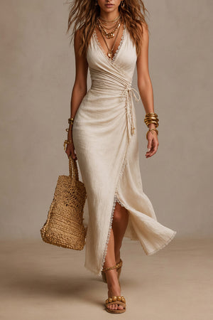 Tatiana | Vestido Midi con Escote Cruzado y Encaje