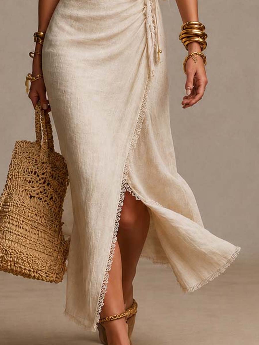 Tatiana | Vestido Midi con Escote Cruzado y Encaje