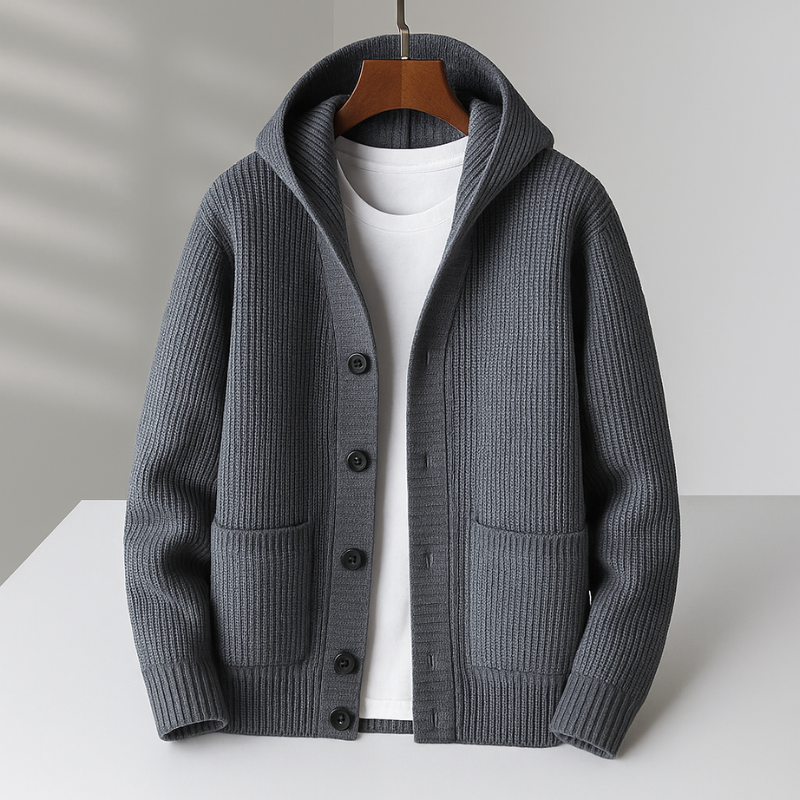Owen™ | Lässige gerippte Strickjacke mit Kapuze