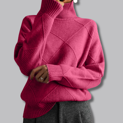 Astrid™ | Weicher Rollkragenpullover mit Rautenmuster