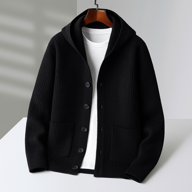Owen™ | Lässige gerippte Strickjacke mit Kapuze