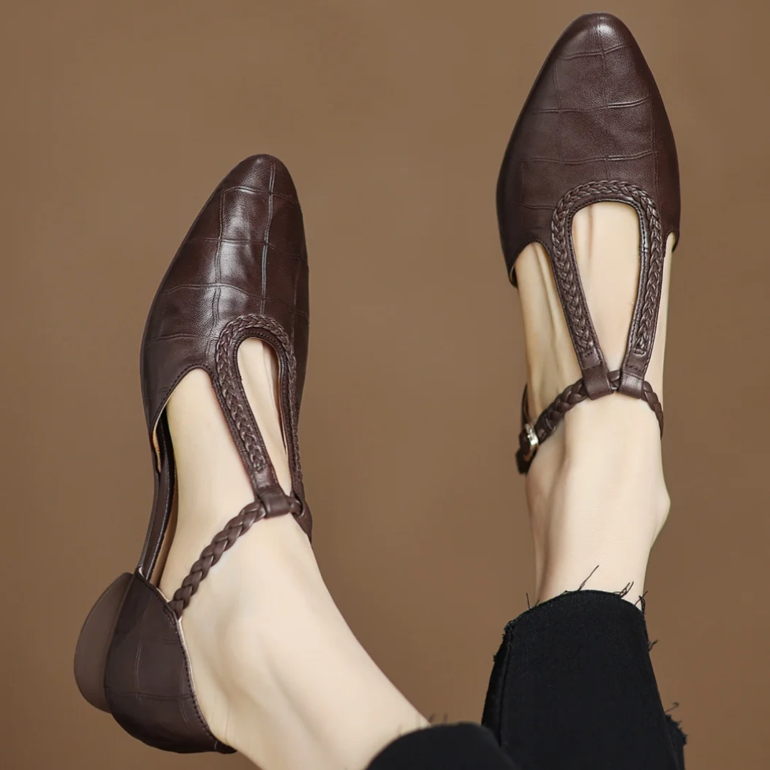 Etta | Sandalen aus Leder mit geflochtenem Riemen und Schnalle