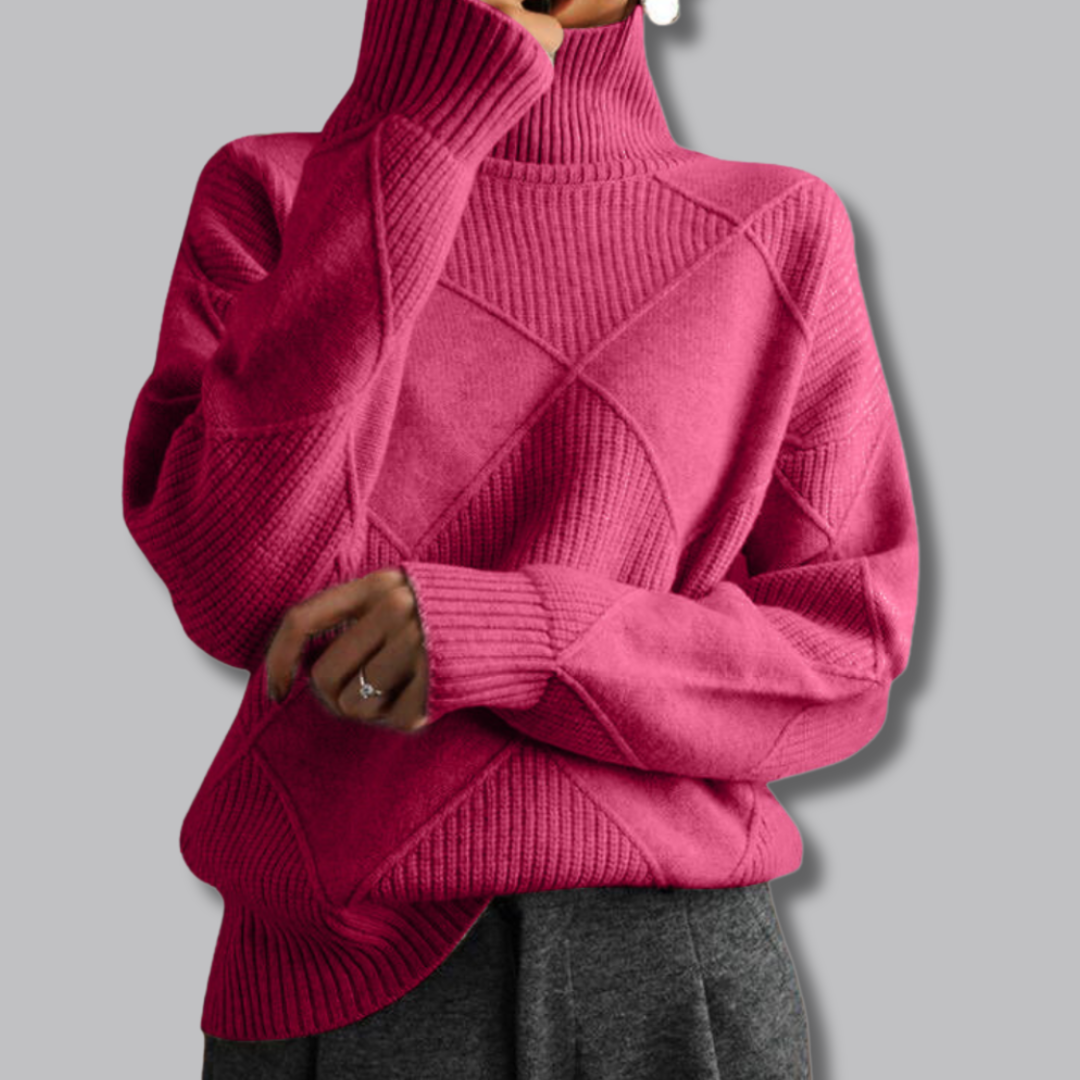 Astrid™ | Weicher Rollkragenpullover mit Rautenmuster