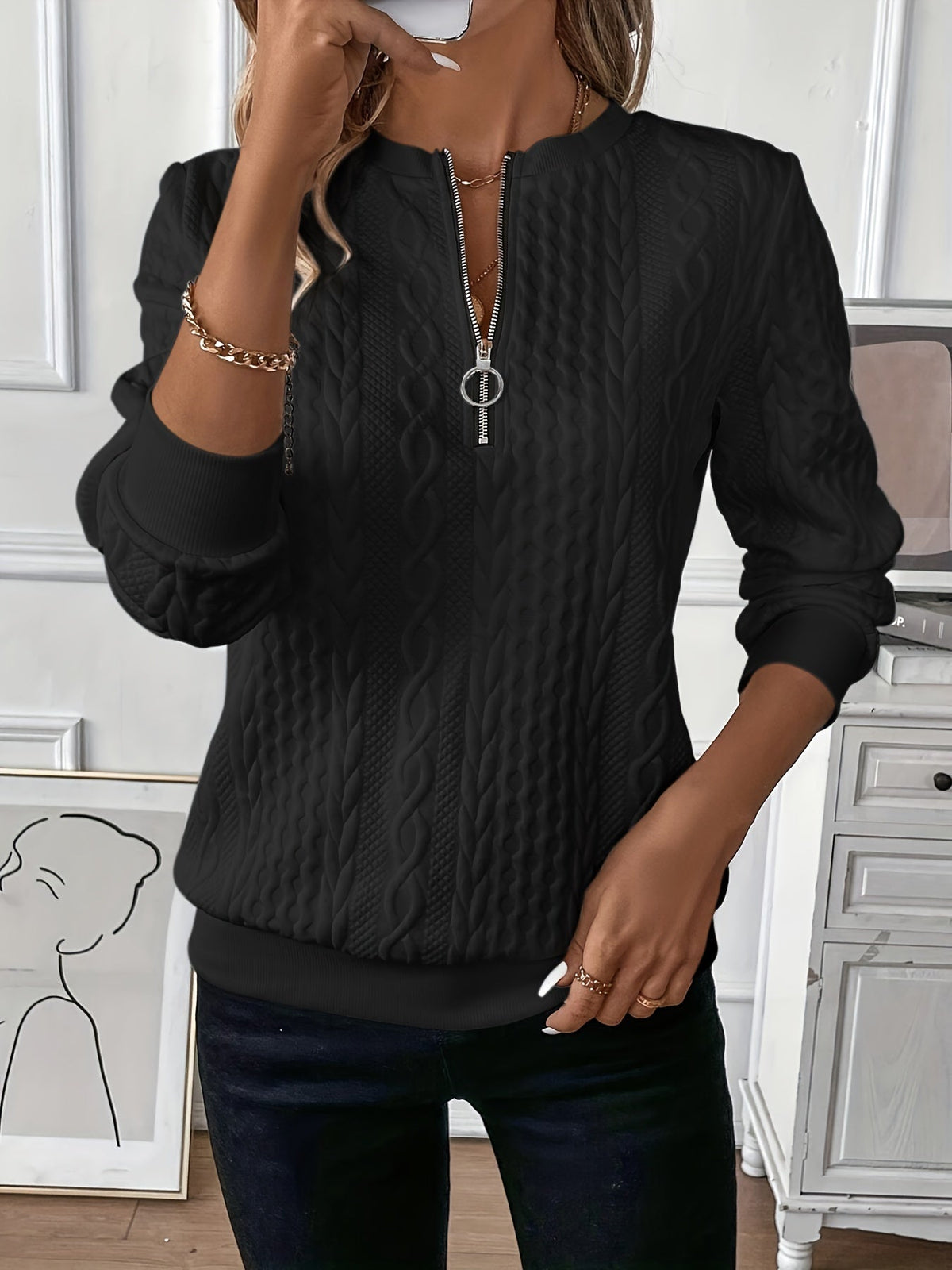 Julia™ | Eleganter Strickpullover mit Reißverschluss