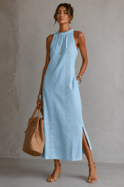 Leinenkleid mit Stehkragen