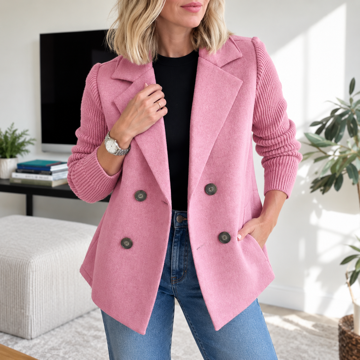 Tasha™ | Chaqueta Blazer Cómoda con Mangas de Punto