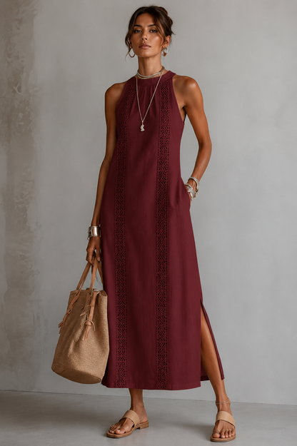 Leinenkleid mit Stehkragen