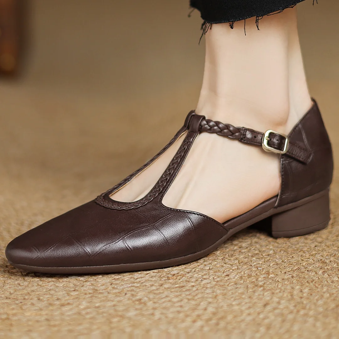 Etta | Sandalen aus Leder mit geflochtenem Riemen und Schnalle