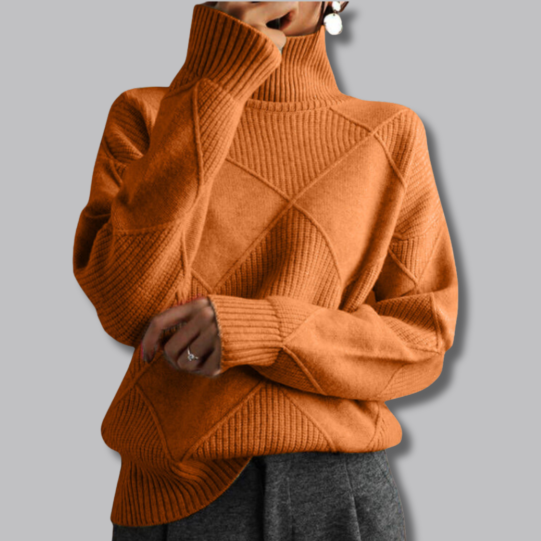 Astrid™ | Weicher Rollkragenpullover mit Rautenmuster