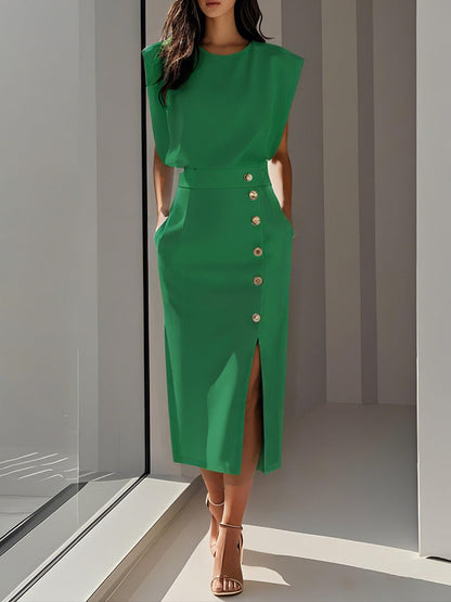 Celina™ | Stilvolles ärmelloses Midikleid