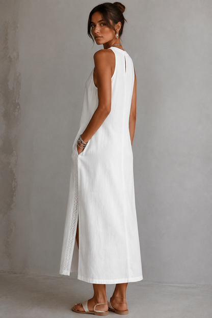 Leinenkleid mit Stehkragen