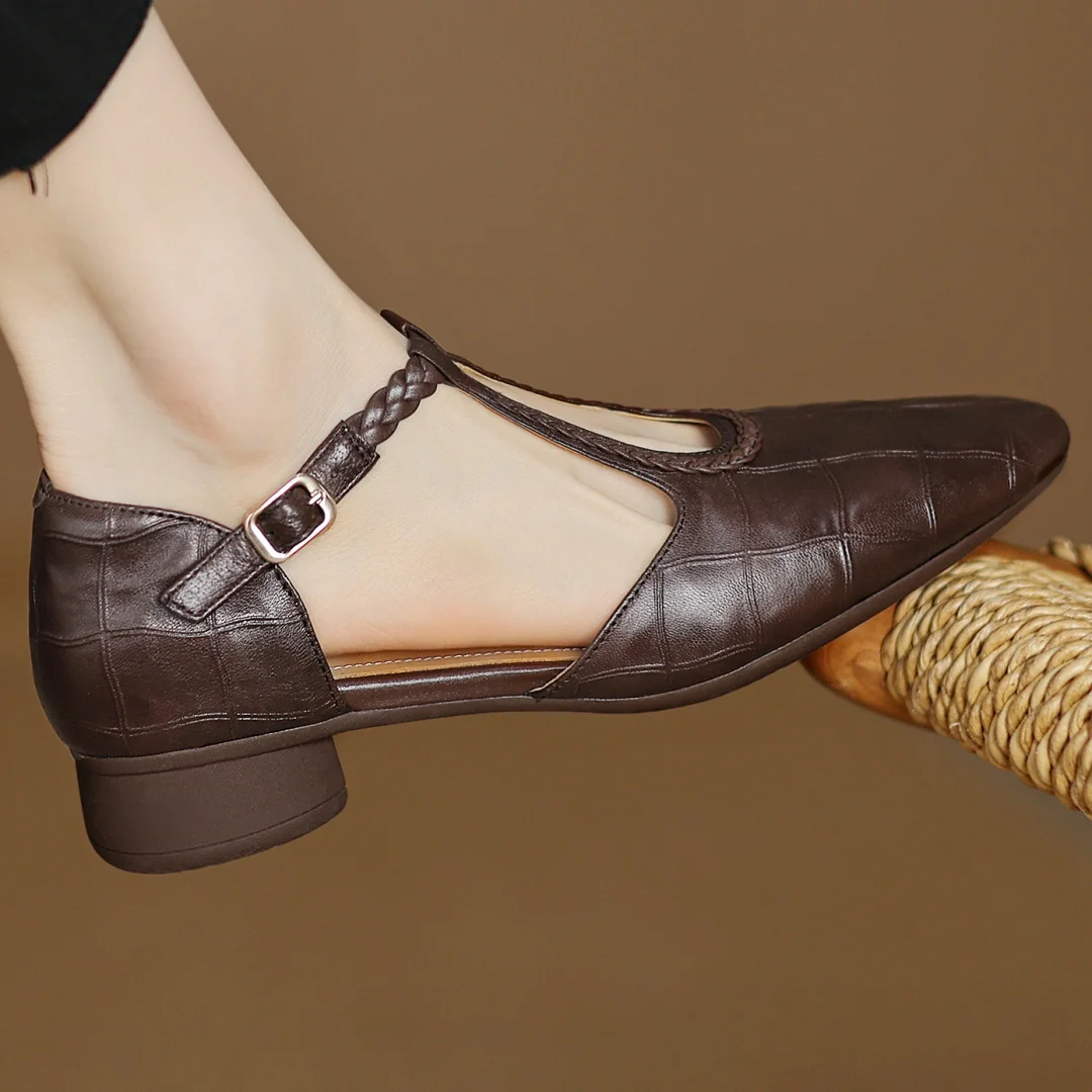 Etta | Sandalen aus Leder mit geflochtenem Riemen und Schnalle