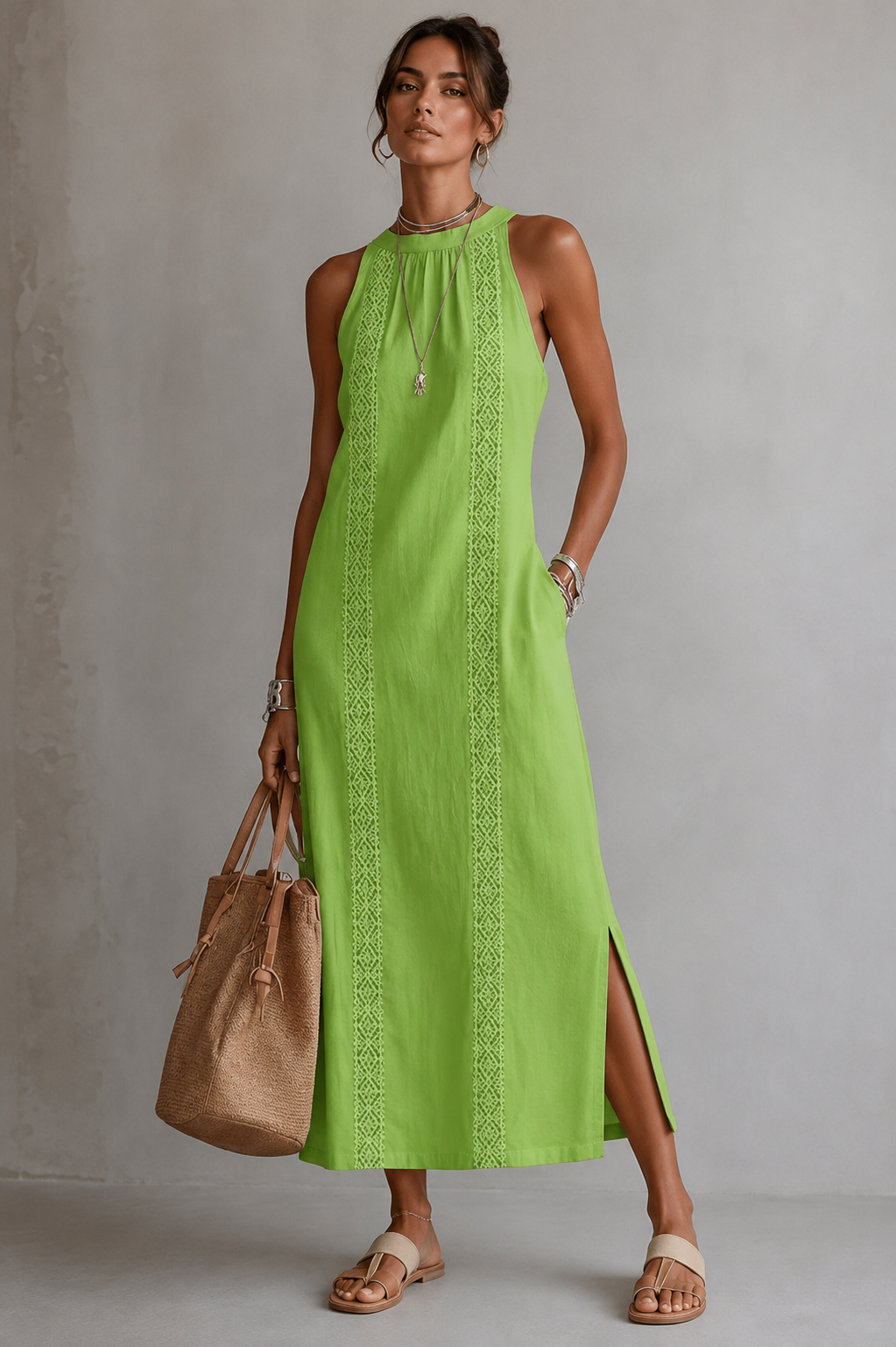 Leinenkleid mit Stehkragen
