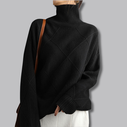 Astrid™ | Weicher Rollkragenpullover mit Rautenmuster