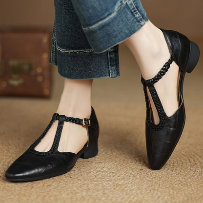 Etta | Sandalen aus Leder mit geflochtenem Riemen und Schnalle