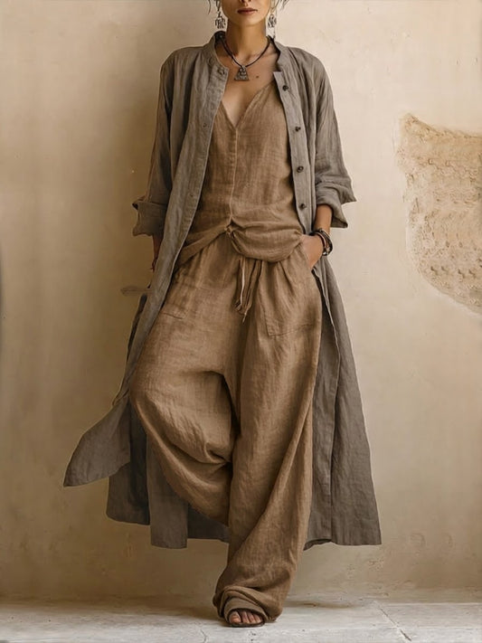 Eleonora | Komplettes 3-teiliges Bohemian-Set mit langem Cardigan