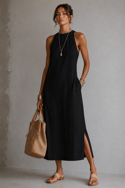 Leinenkleid mit Stehkragen