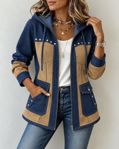 Demi™ | Bequeme Patchwork-Jacke mit Kapuze