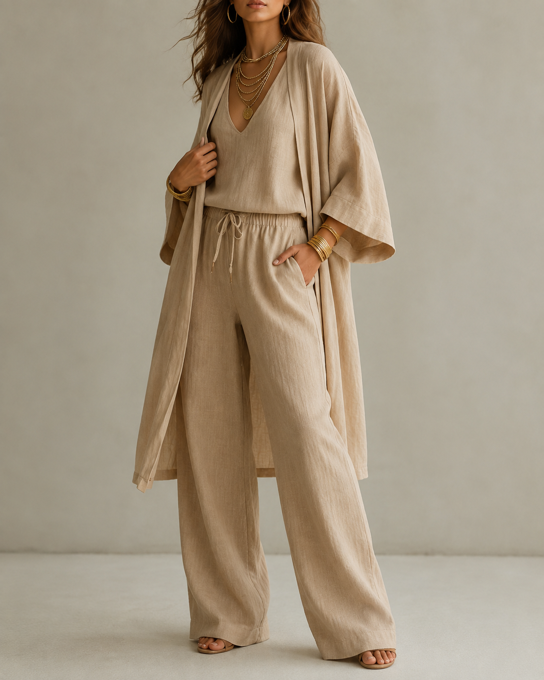 Amber™ | Entspanntes dreiteiliges Set mit blickdichter Hose