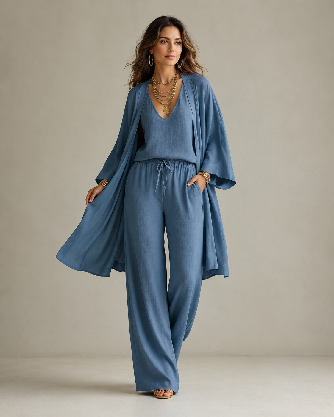 Amber™ | Entspanntes dreiteiliges Set mit blickdichter Hose